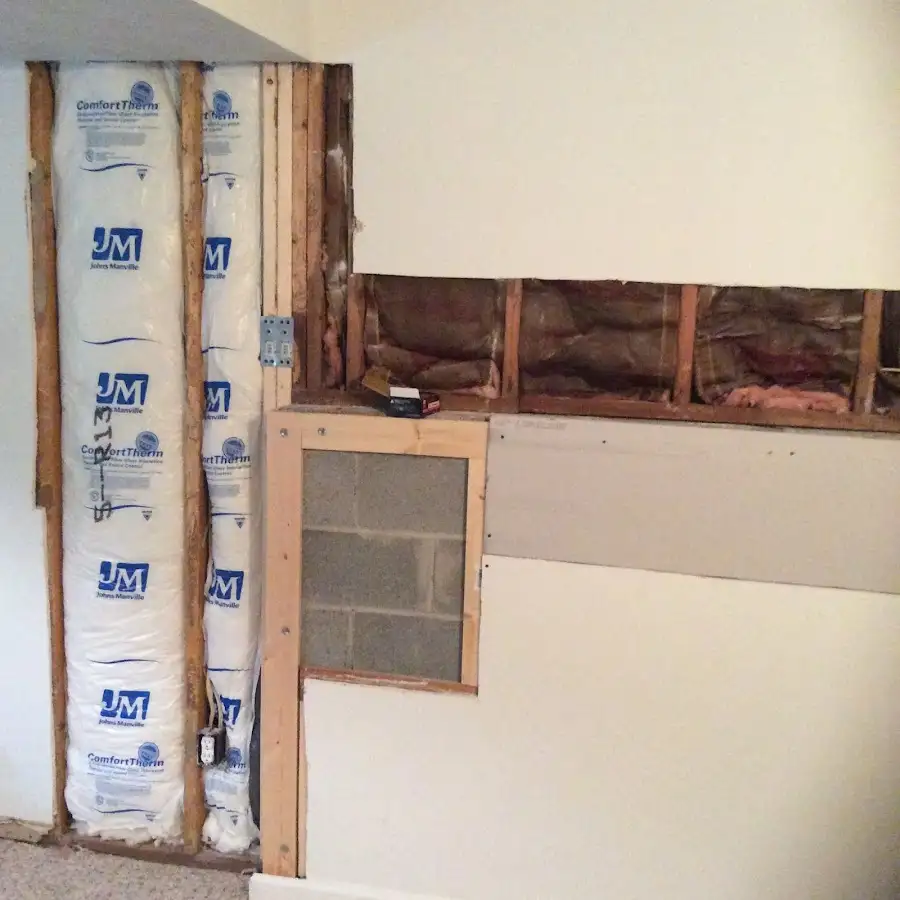 Wall insulation replacement during Basement Flood Cleanup in Laurel